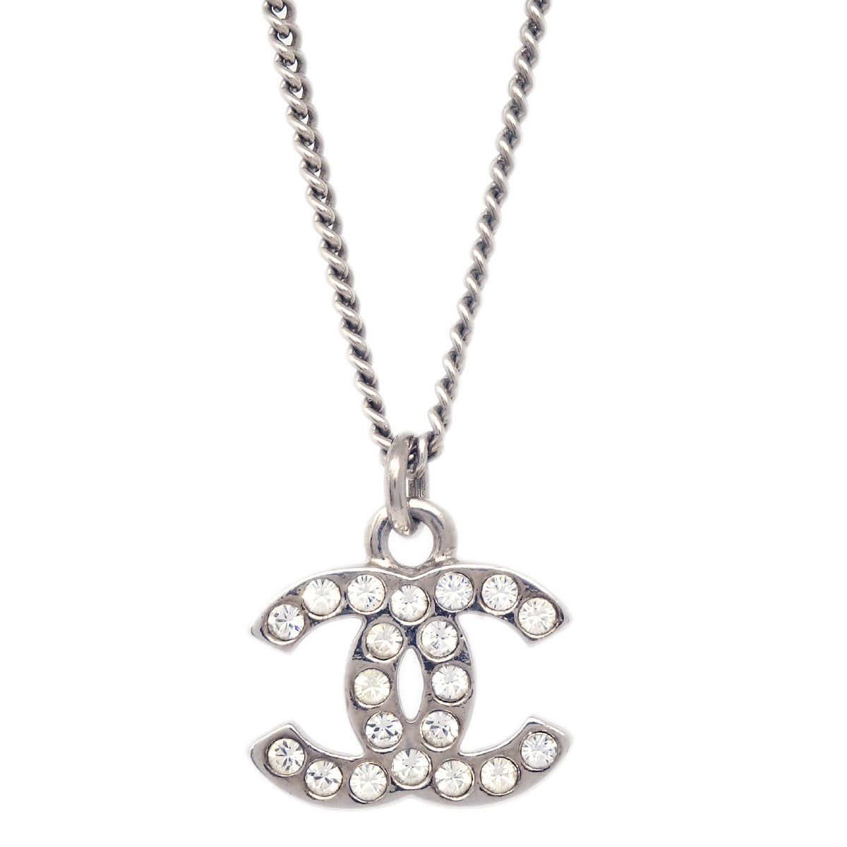 Chanel 2011 Crystal & Silver CC Necklace