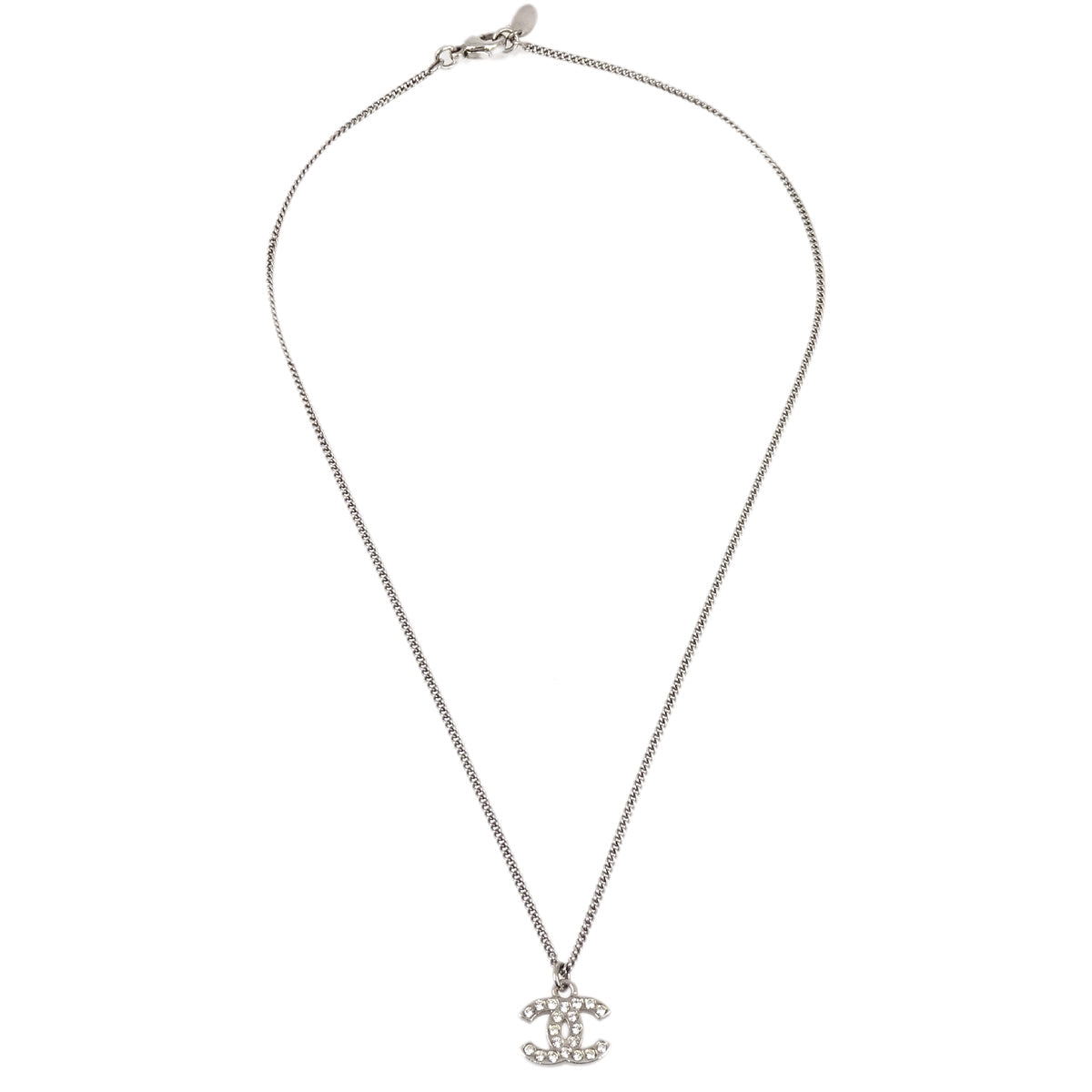 Chanel 2011 Crystal & Silver CC Necklace