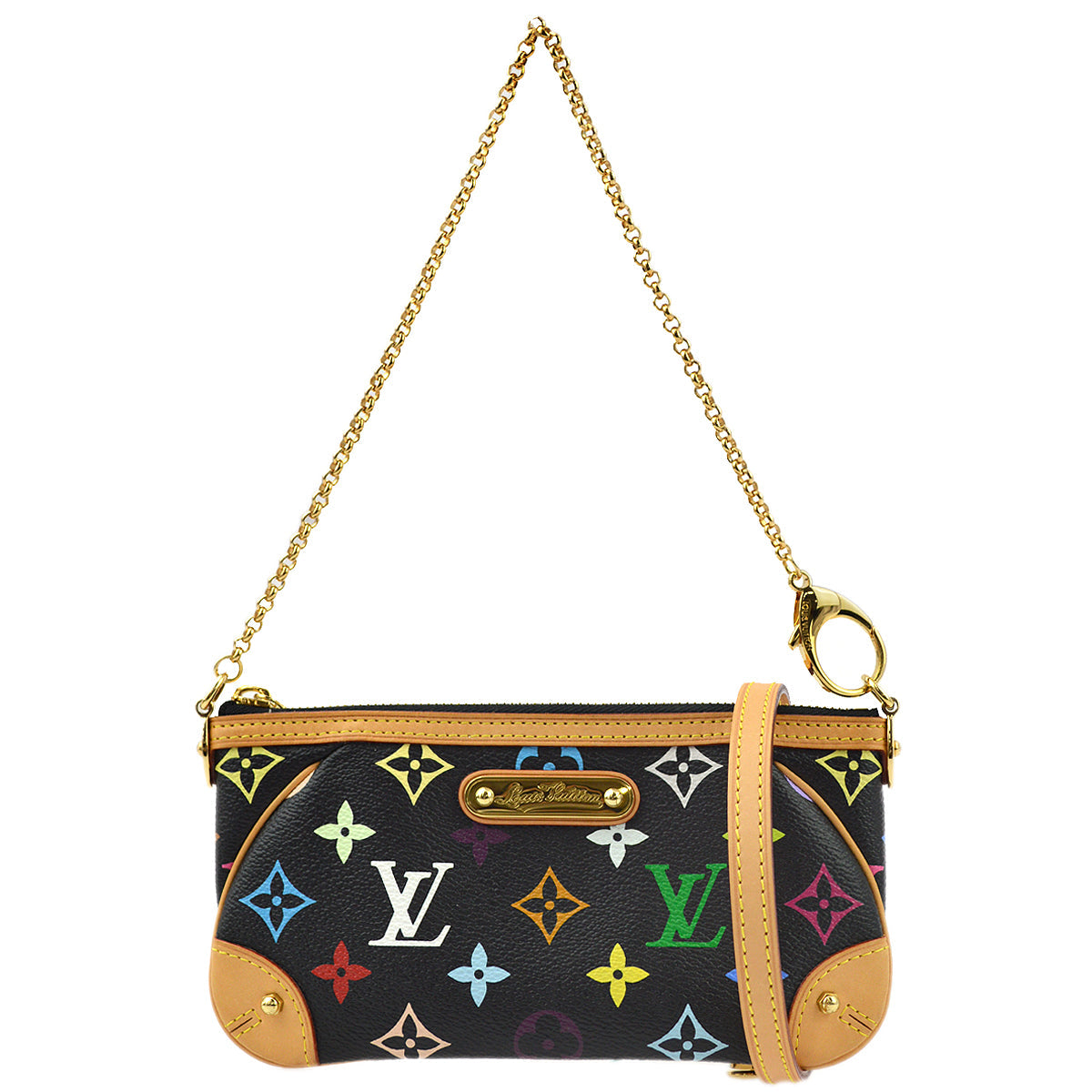 Louis Vuitton 2010 Multicolor Black Pochette Milla MM Handbag M60097