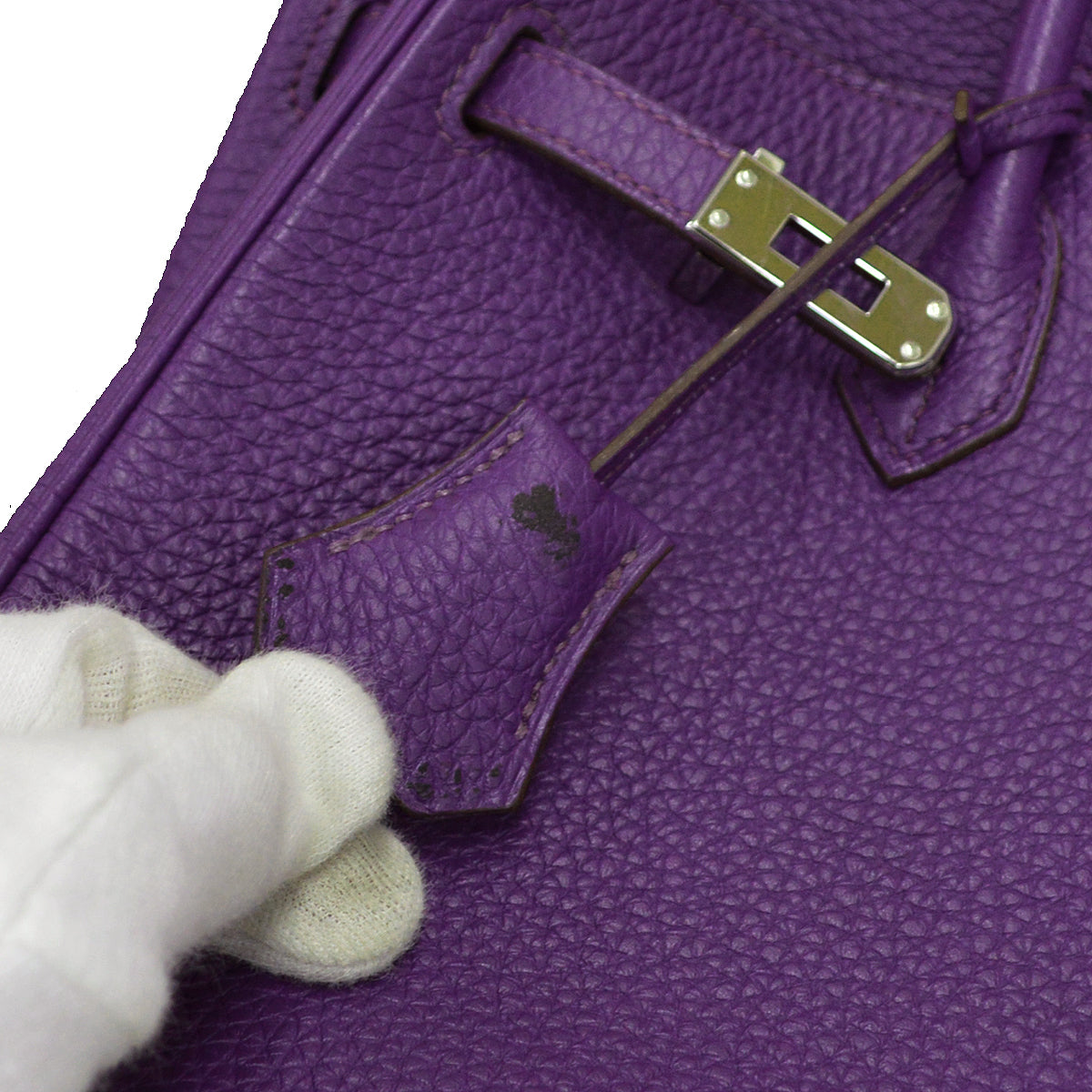 Hermes 2010 Violet Clemence Birkin 25 Handbag