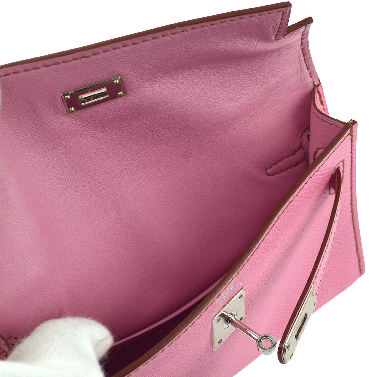 Hermes * 2011 Pink Epsom Tiny Kelly Sellier 2way Shoulder Handbag