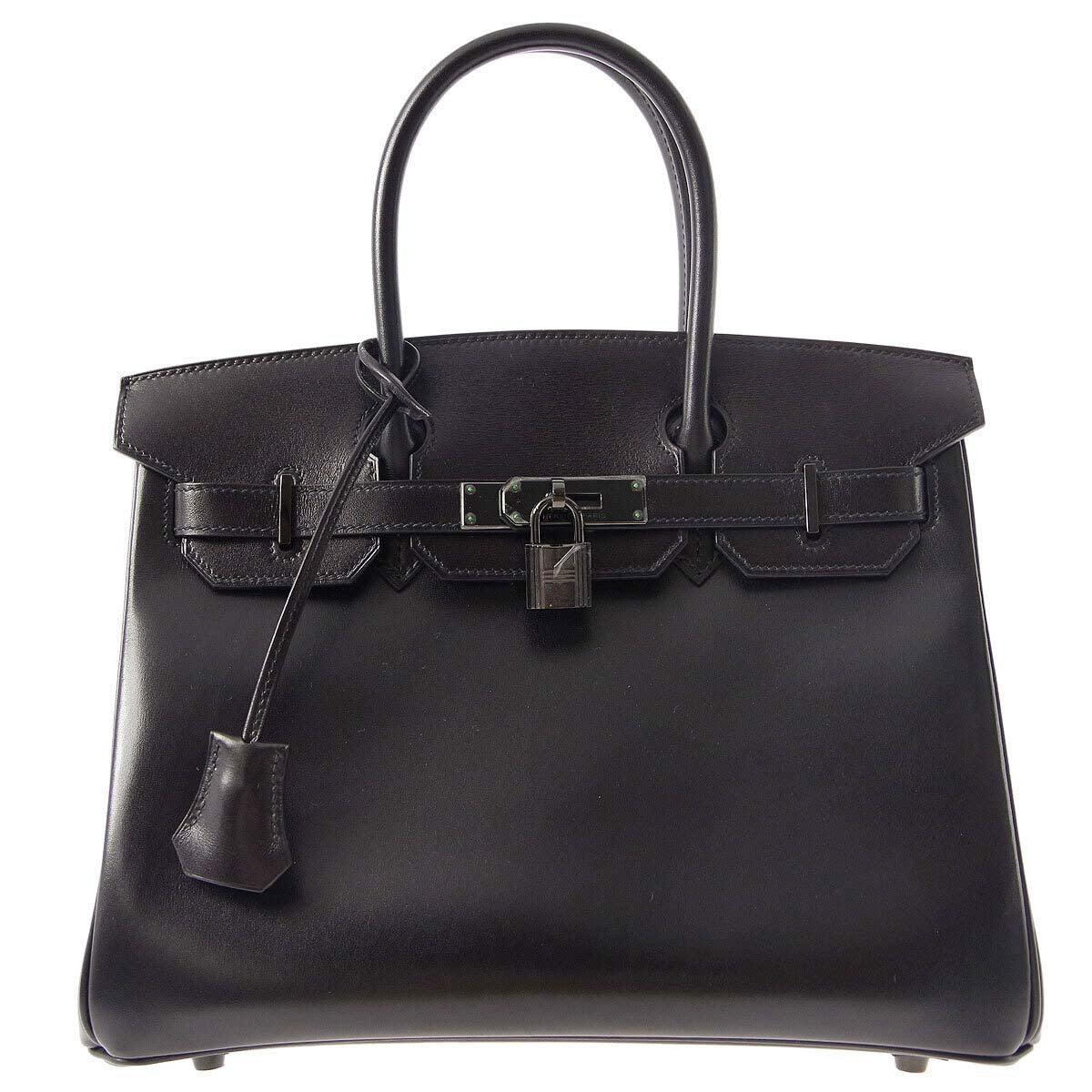 Hermes * 2011 So Black Box Calf Birkin 30 Handbag