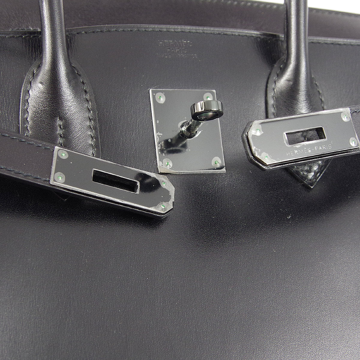 Hermes * 2011 So Black Box Calf Birkin 30 Handbag