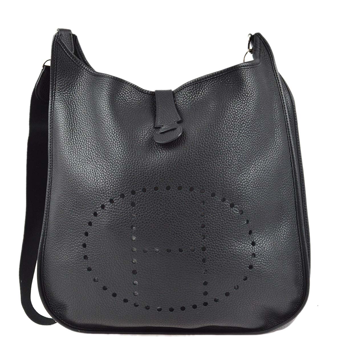 Hermes 2012 Black Taurillon Clemence Evelyne 3 41 TGM Shoulder Bag