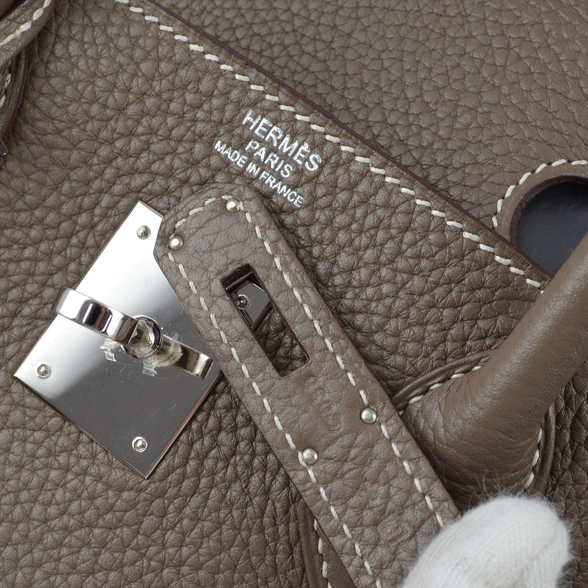 Hermes 2012 Etoupe Clemence Birkin 30 Handbag