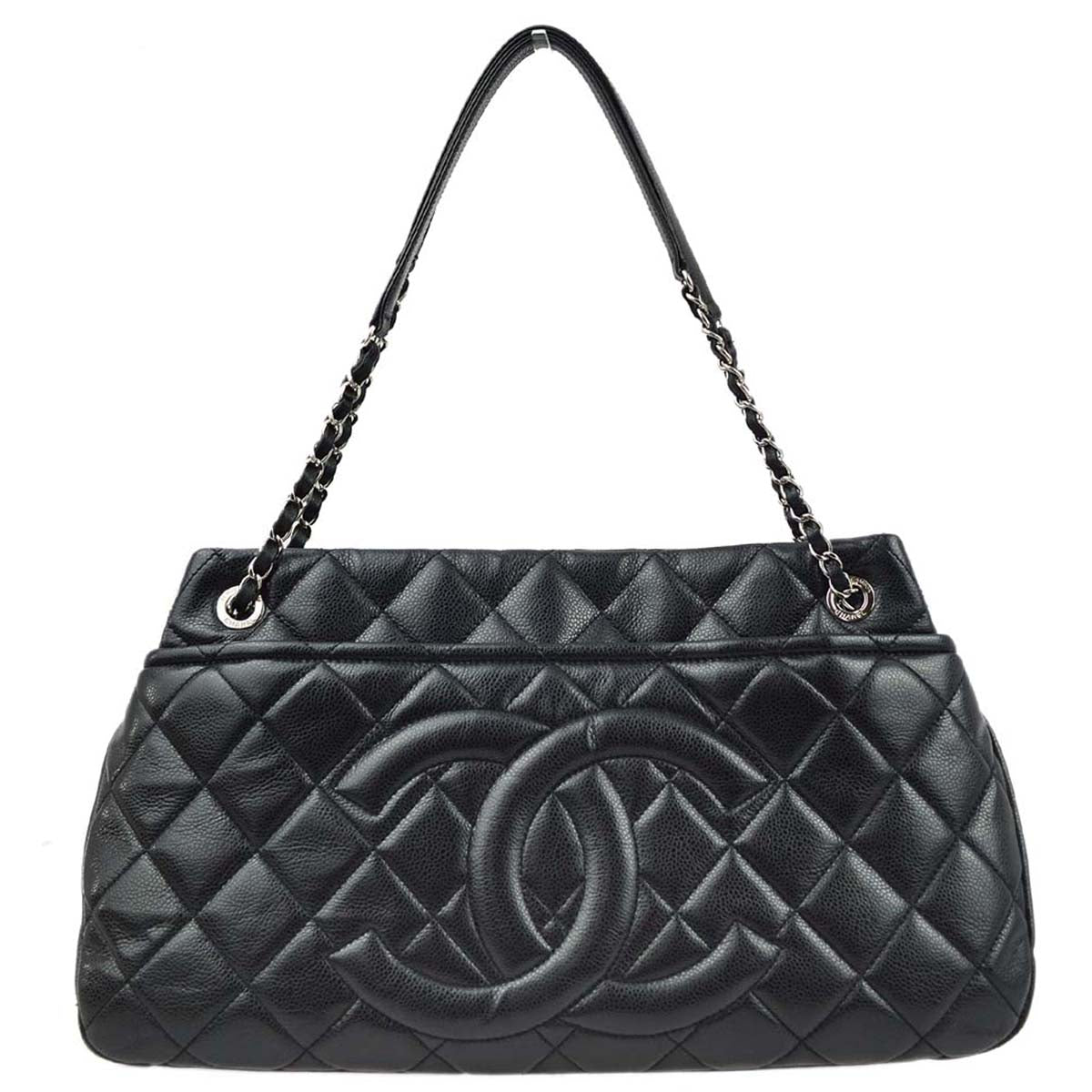 Chanel 2013-2014 Black Caviar Shoulder Tote Bag