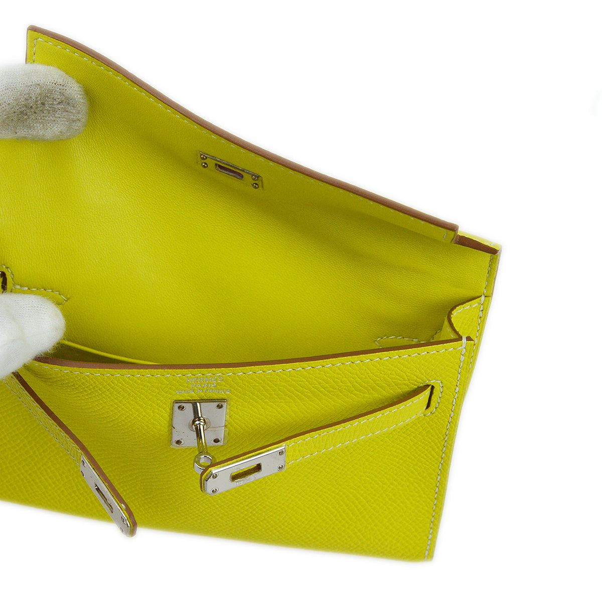 Hermes 2011 Lime Epsom Tiny Kelly 2way Shoulder Handbag