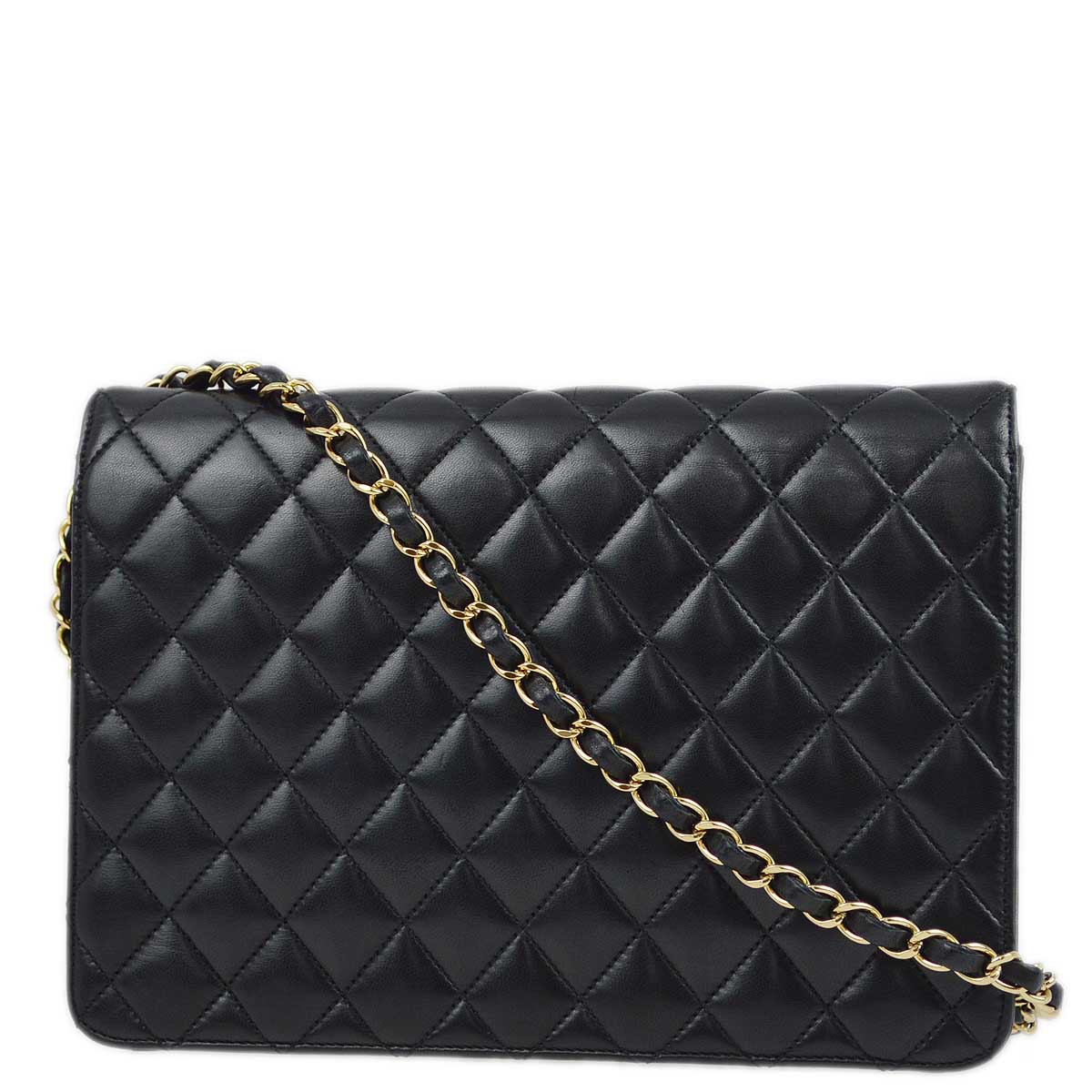 Chanel 2011 Black Lambskin Turnlock Medium Half Flap Shoulder Bag