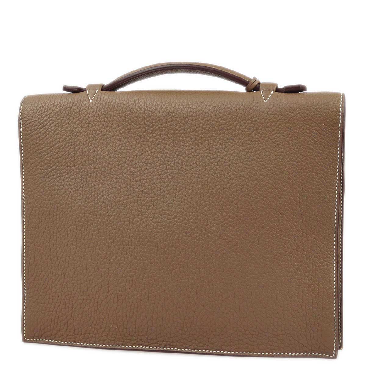 Hermes 2011 Etoupe Gray Taurillon Clemence Sac a Depeches 27 Briefcase