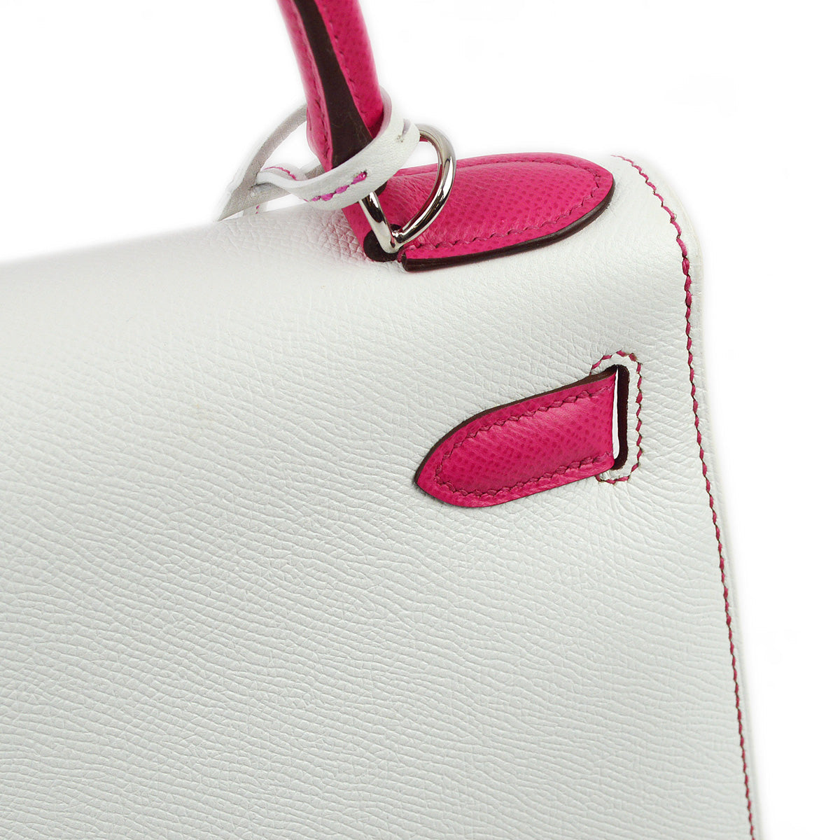 Hermes 2014 White Pink Epsom Kelly 28 Sellier 2way Shoulder Handbag