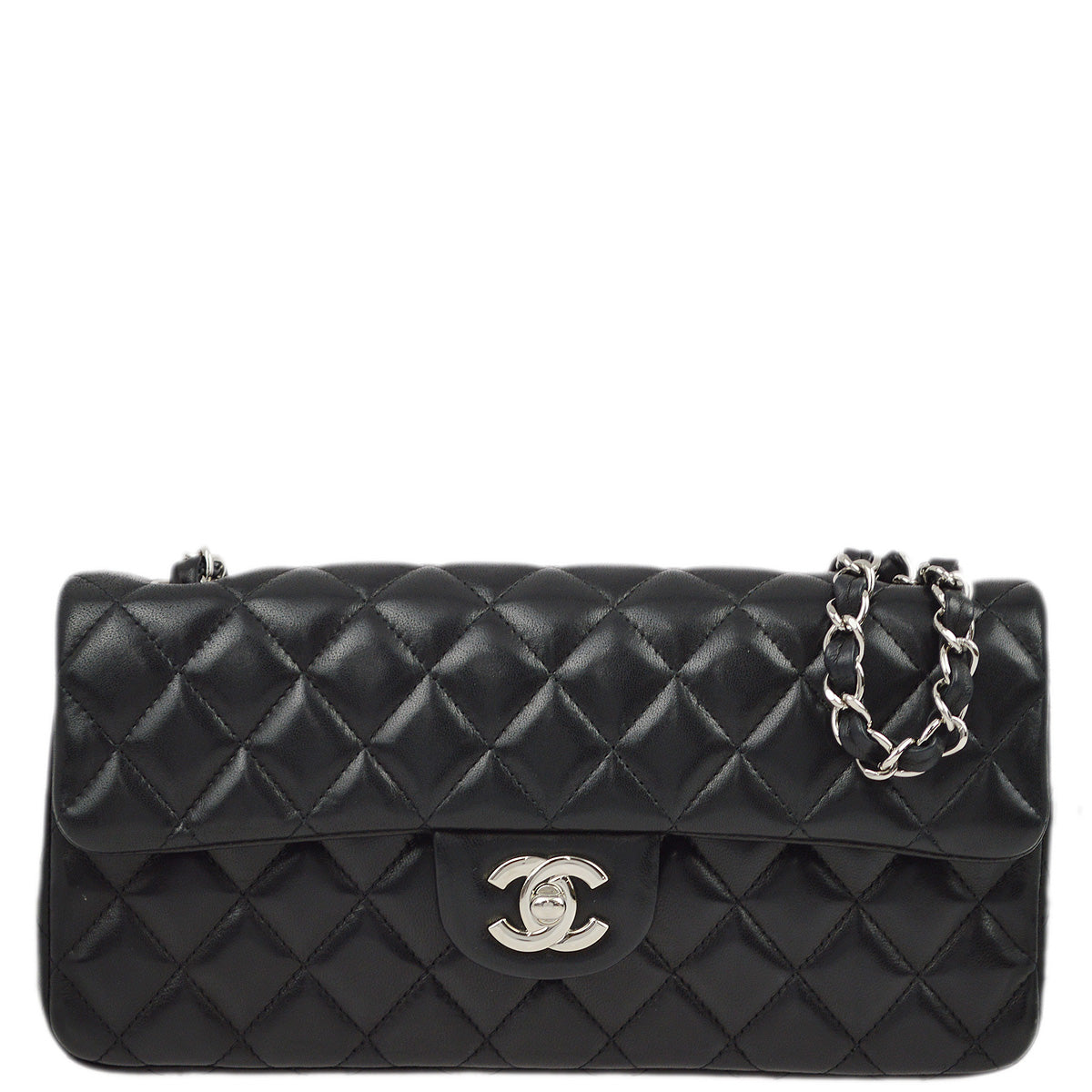 Chanel 2011 Black Lambskin East West Shoulder Bag