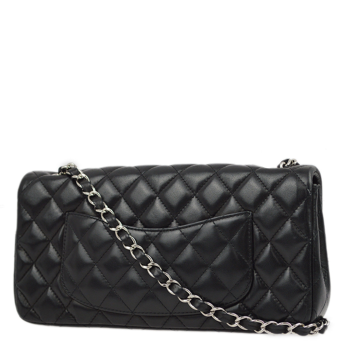 Chanel 2011 Black Lambskin East West Shoulder Bag