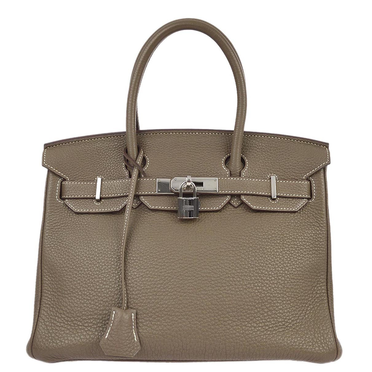 Hermes 2011 Etoupe Gray Taurillon Clemence Birkin 30 Handbag