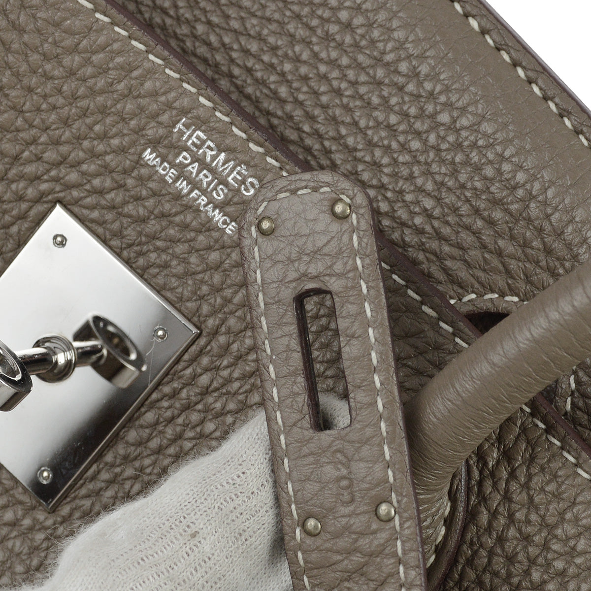 Hermes 2011 Etoupe Gray Taurillon Clemence Birkin 30 Handbag