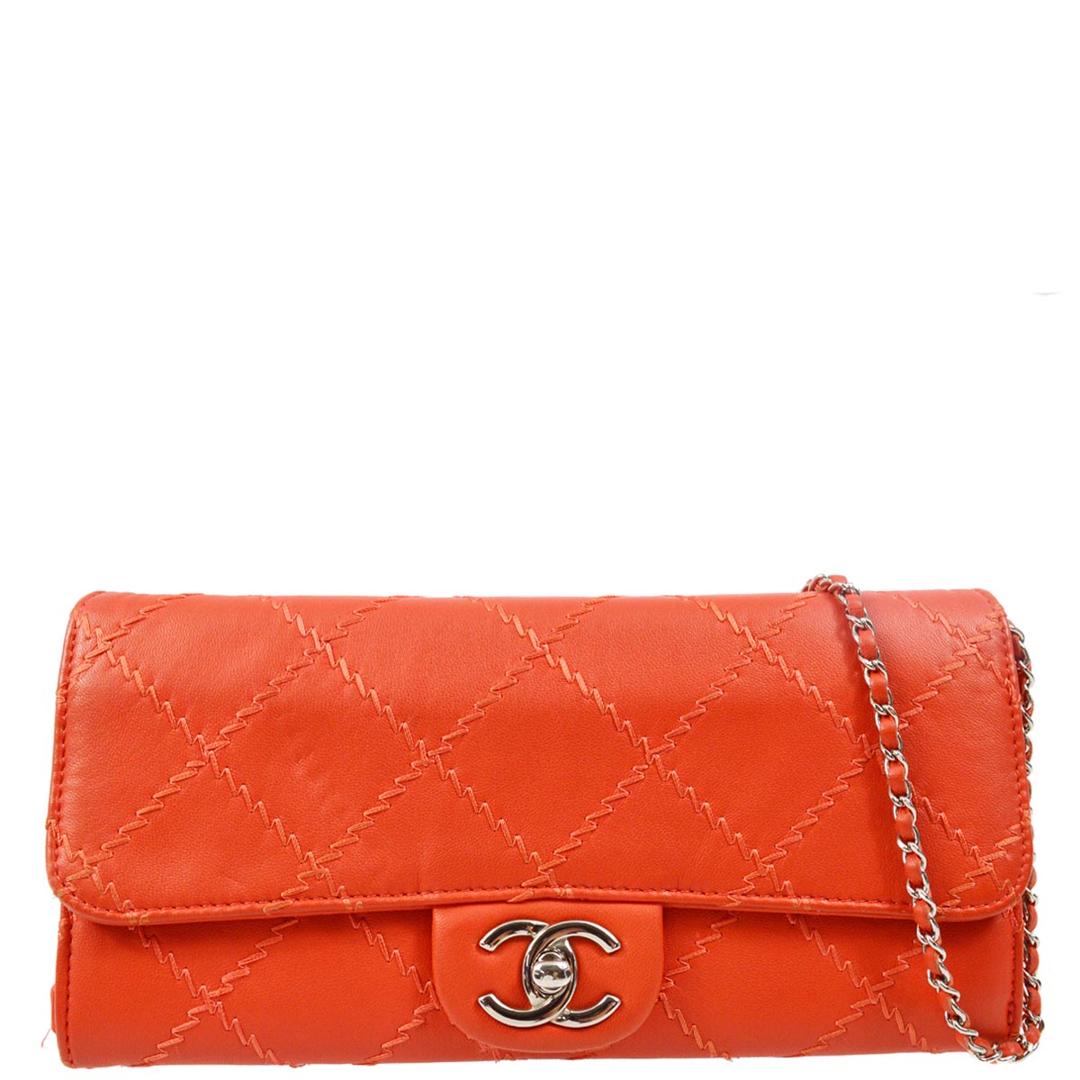 Chanel 2010-2011 Red Lambskin Ultra Stitch WOC Chain Shoulder Wallet Bag