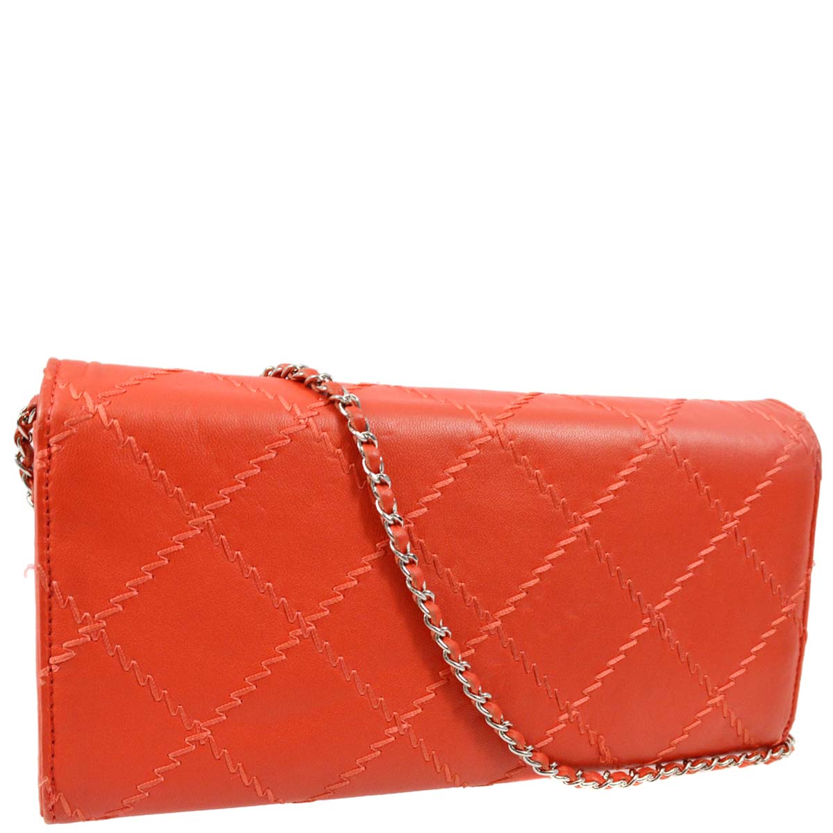 Chanel 2010-2011 Red Lambskin Ultra Stitch WOC Chain Shoulder Wallet Bag