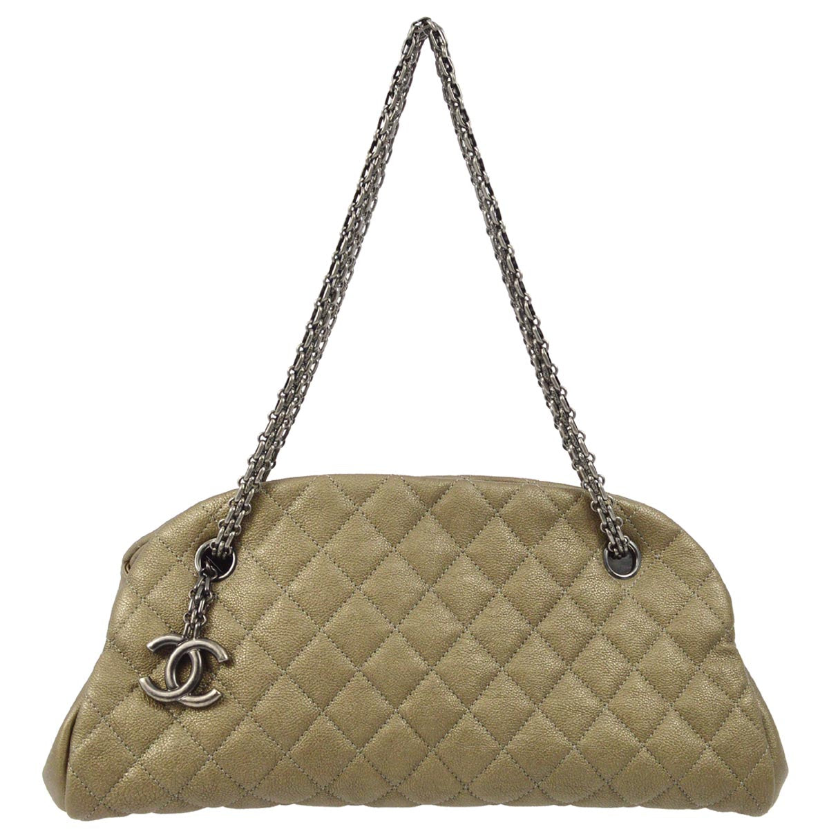 Chanel Gray Calfskin Medium Mademoiselle Bowling Bag