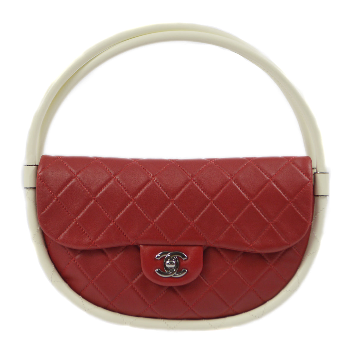 Chanel Red Lambskin Hula Hoop Handbag