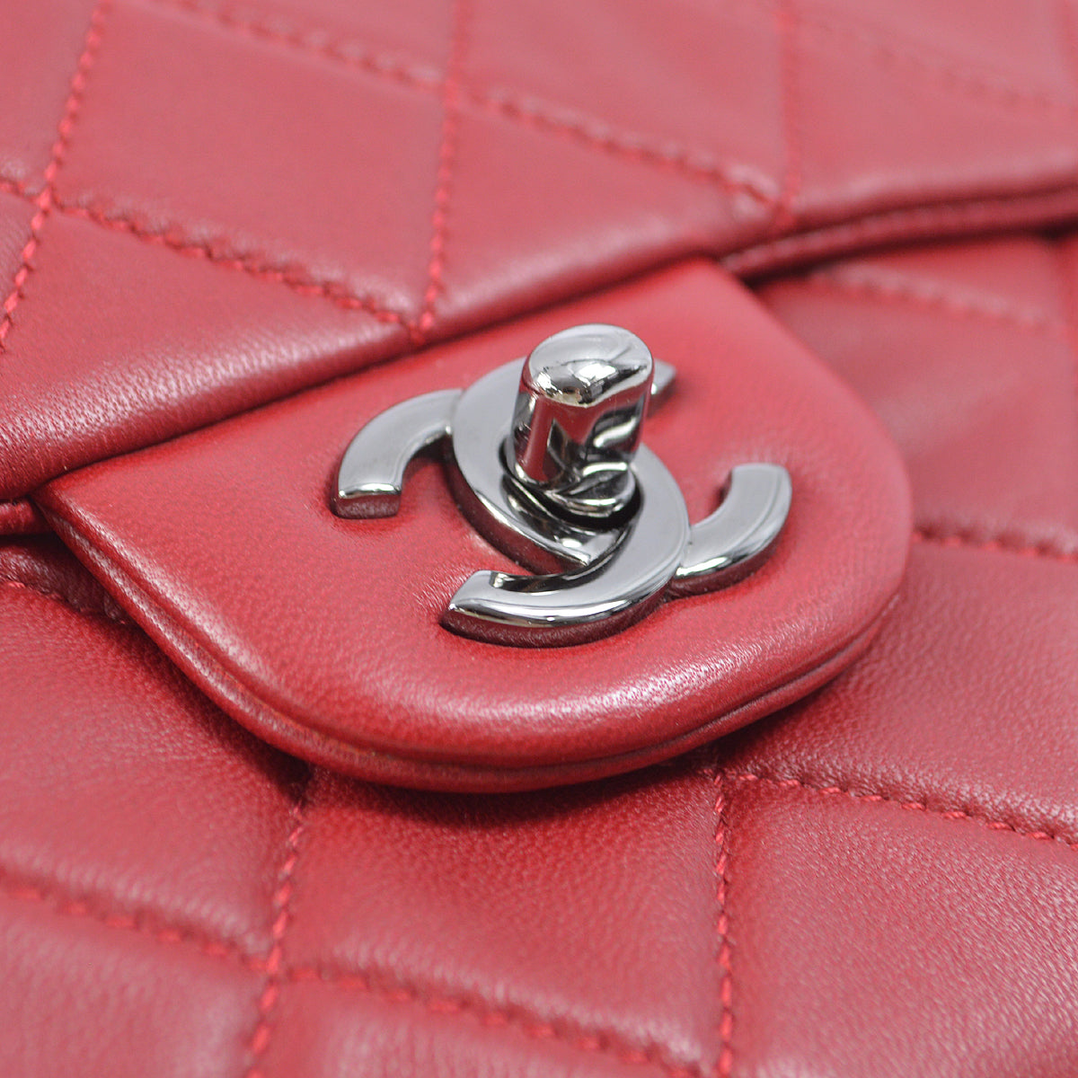 Chanel Red Lambskin Hula Hoop Handbag