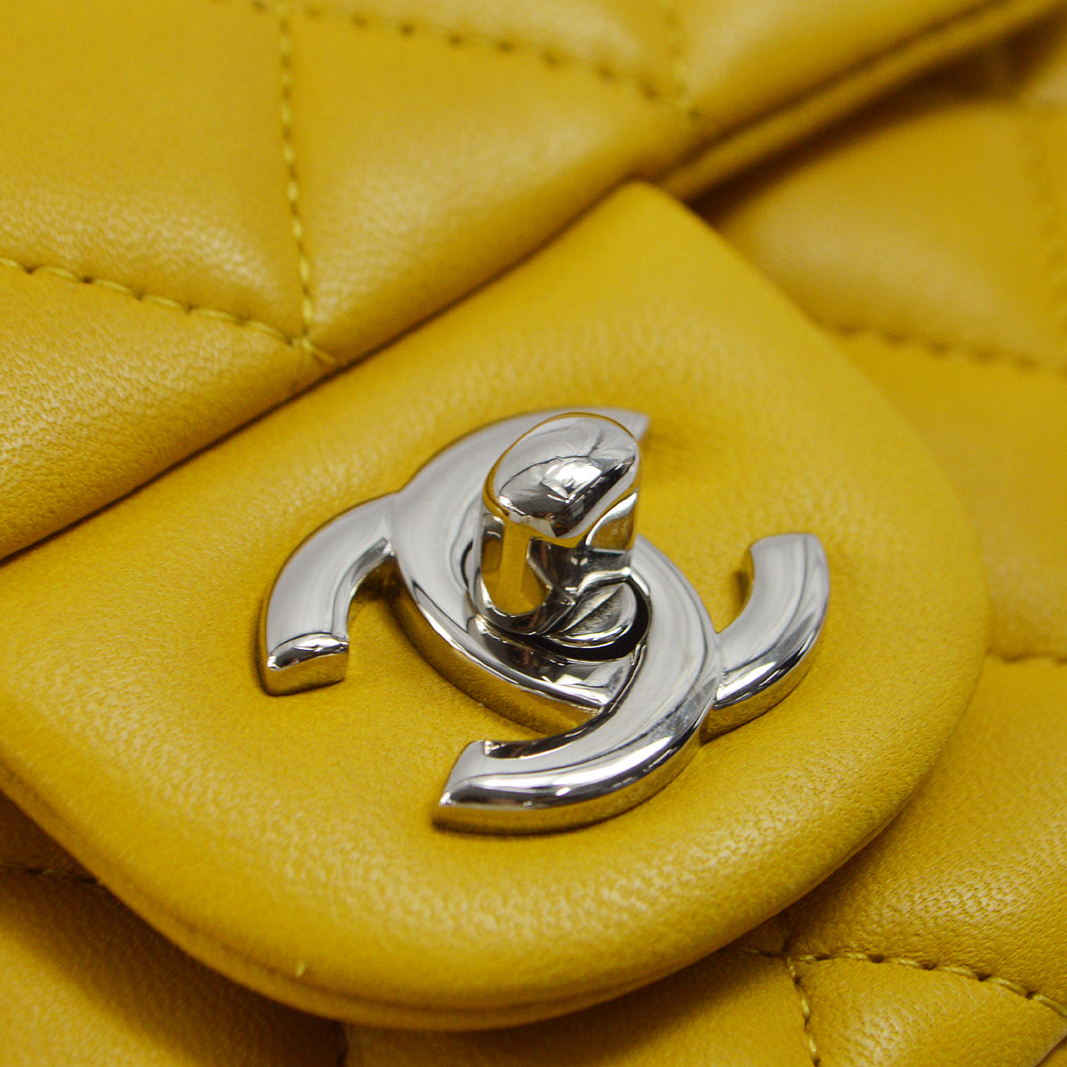 Chanel 2014 Yellow Lambskin Mini Classic Square Flap Shoulder Bag 17