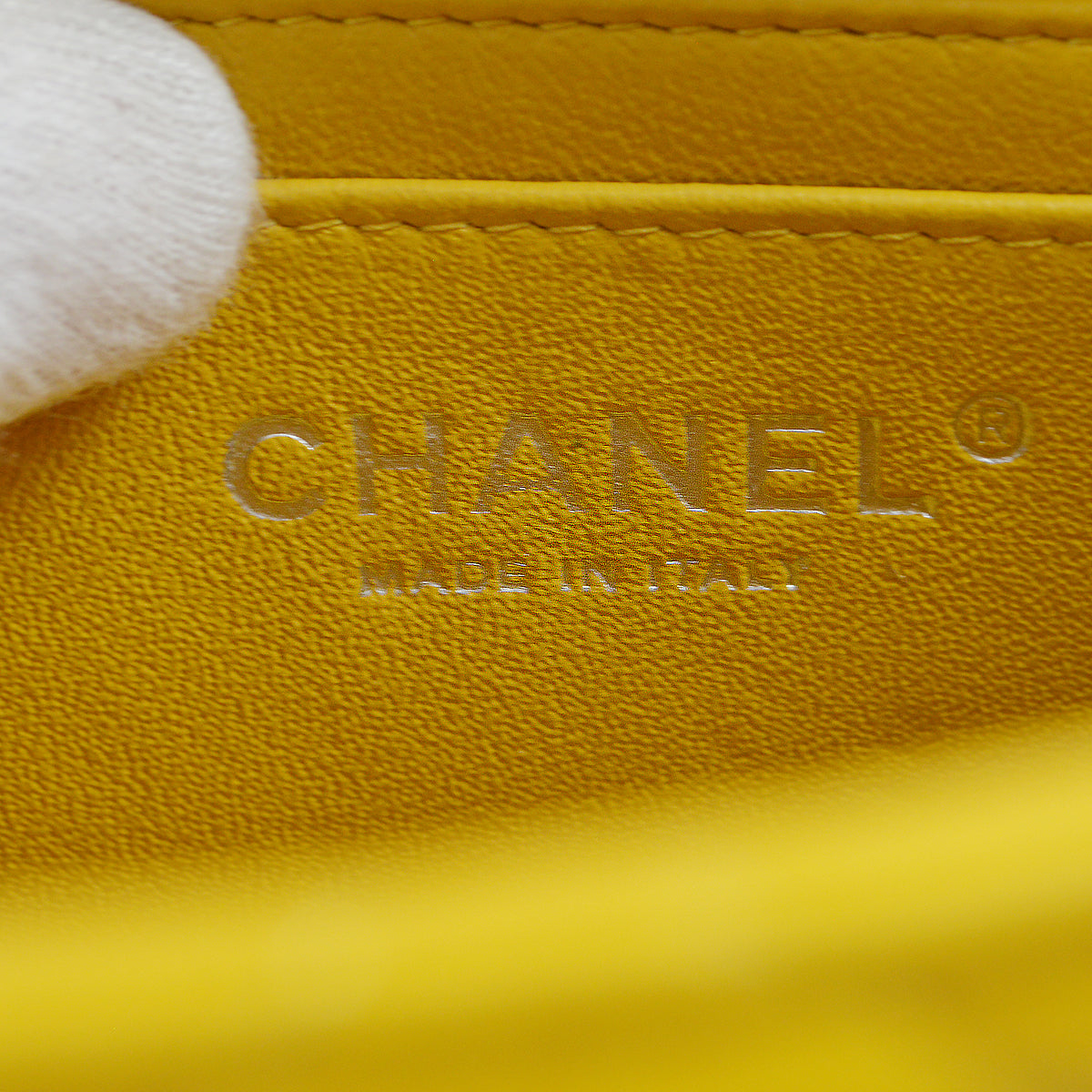 Chanel 2014 Yellow Lambskin Mini Classic Square Flap Shoulder Bag 17