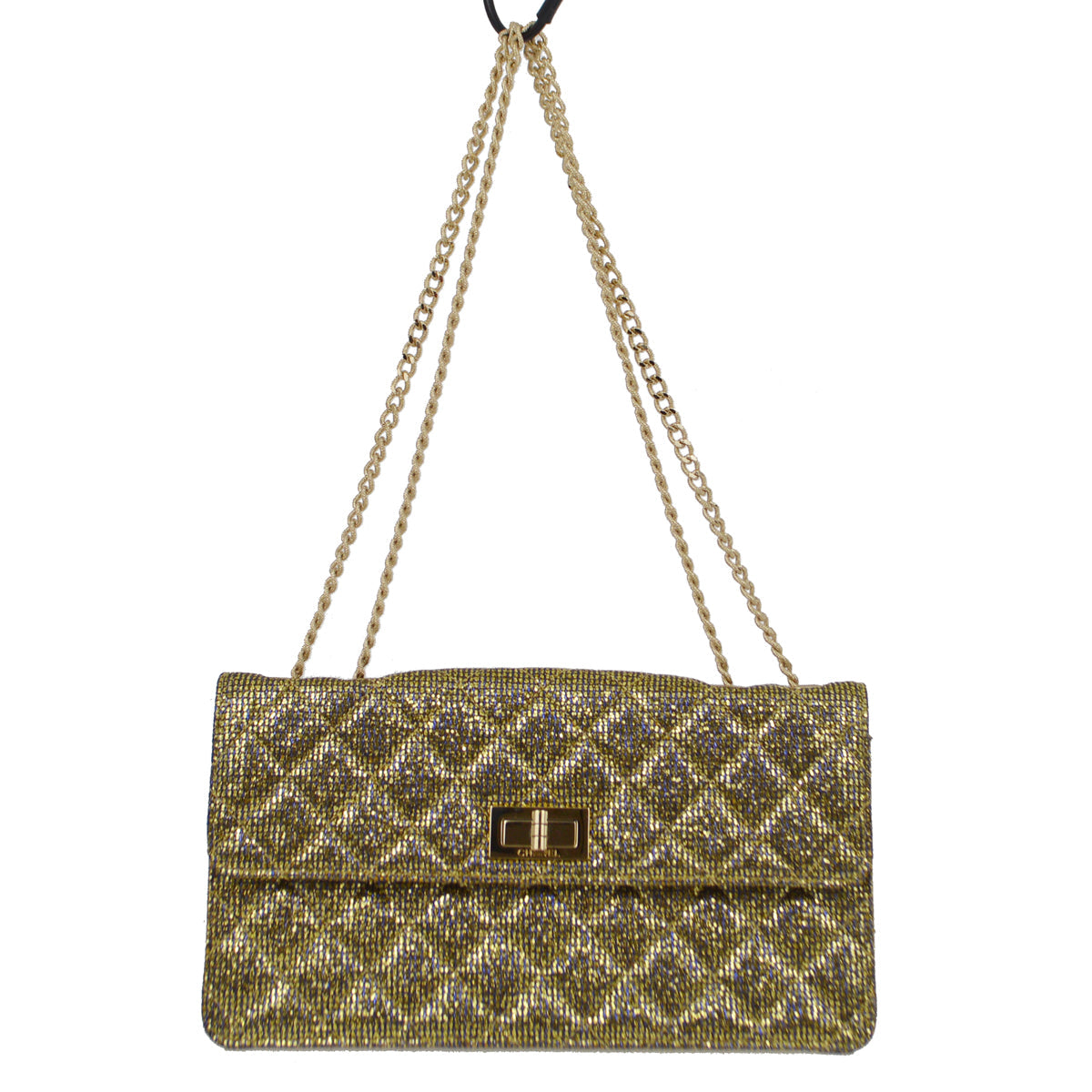 Chanel 2010-2011 Gold Glitter Mademoiselle Lock Shoulder Bag