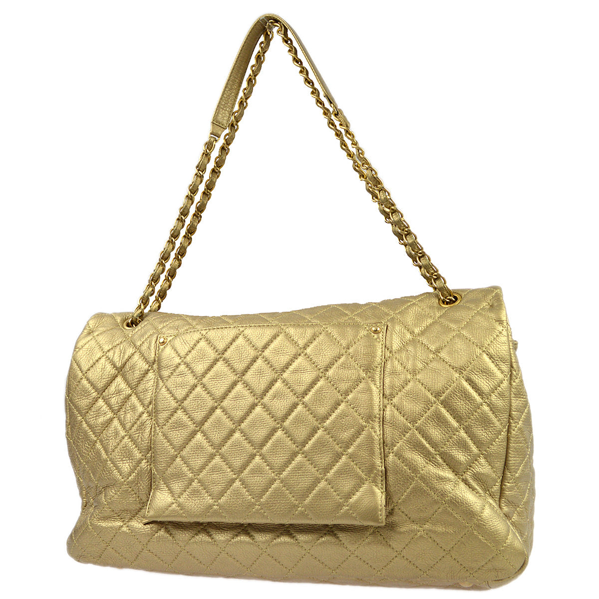 Chanel Gold Calfskin XXL Single Flap Shoulder Bag