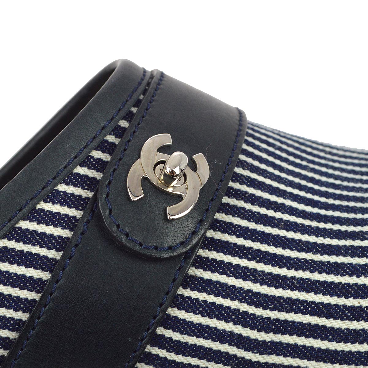 Chanel Navy Turnlock Sabot Shoes #35