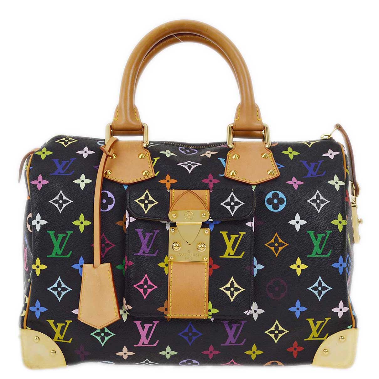 Louis Vuitton 2010 Black Monogram Multicolor Speedy 30 Handbag M92642