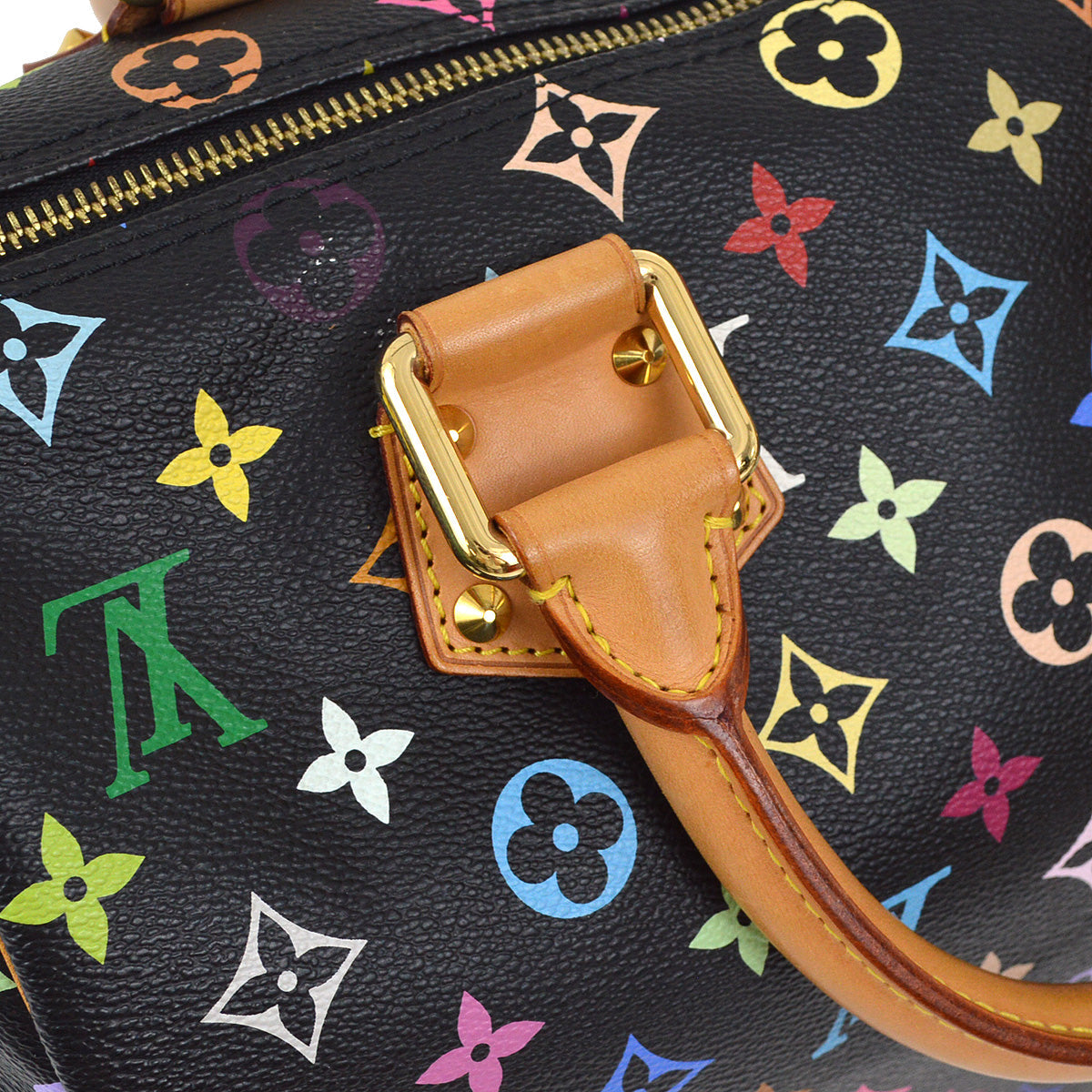 Louis Vuitton 2010 Black Monogram Multicolor Speedy 30 Handbag M92642