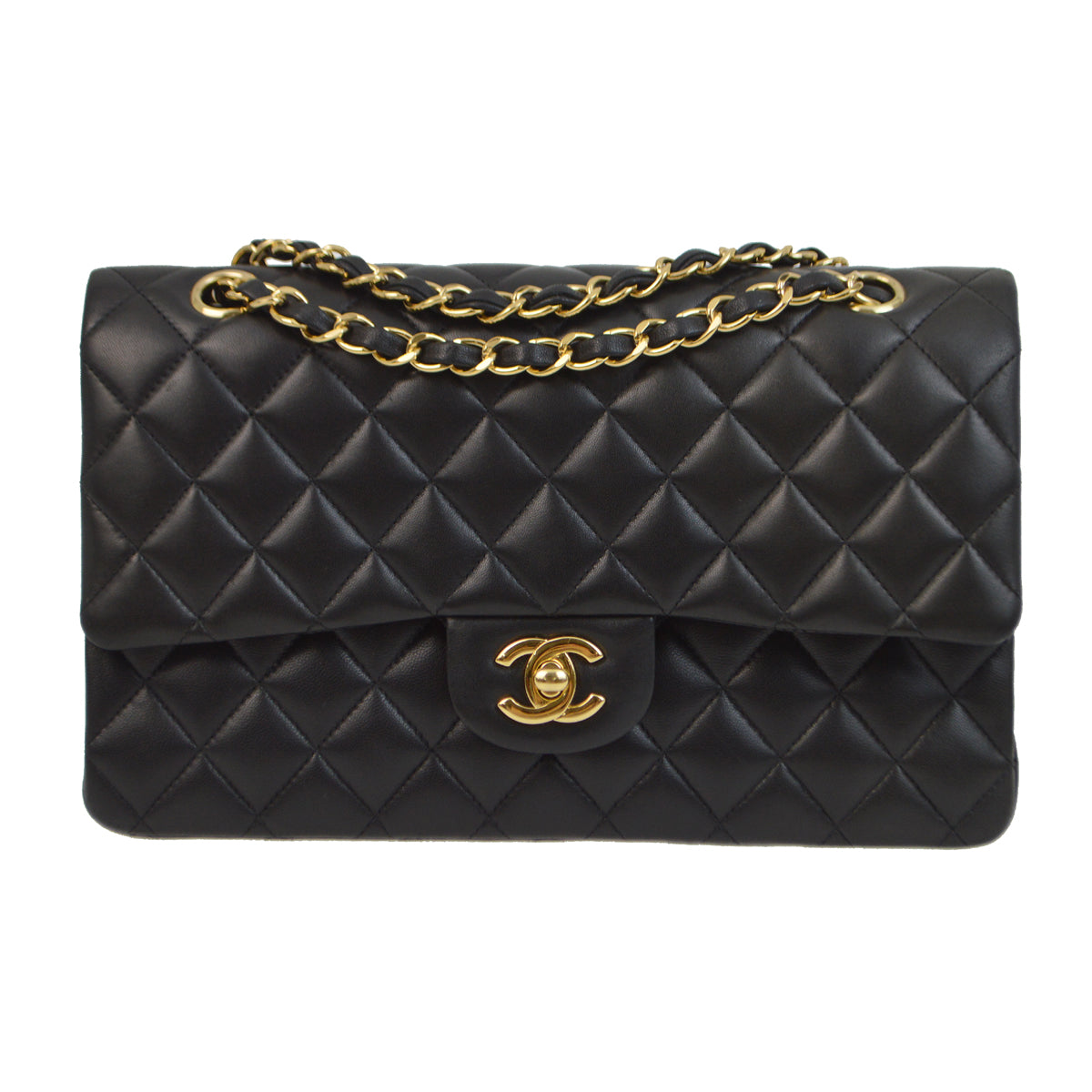 Chanel 2011 Black Lambskin Medium Classic Double Flap Shoulder Bag