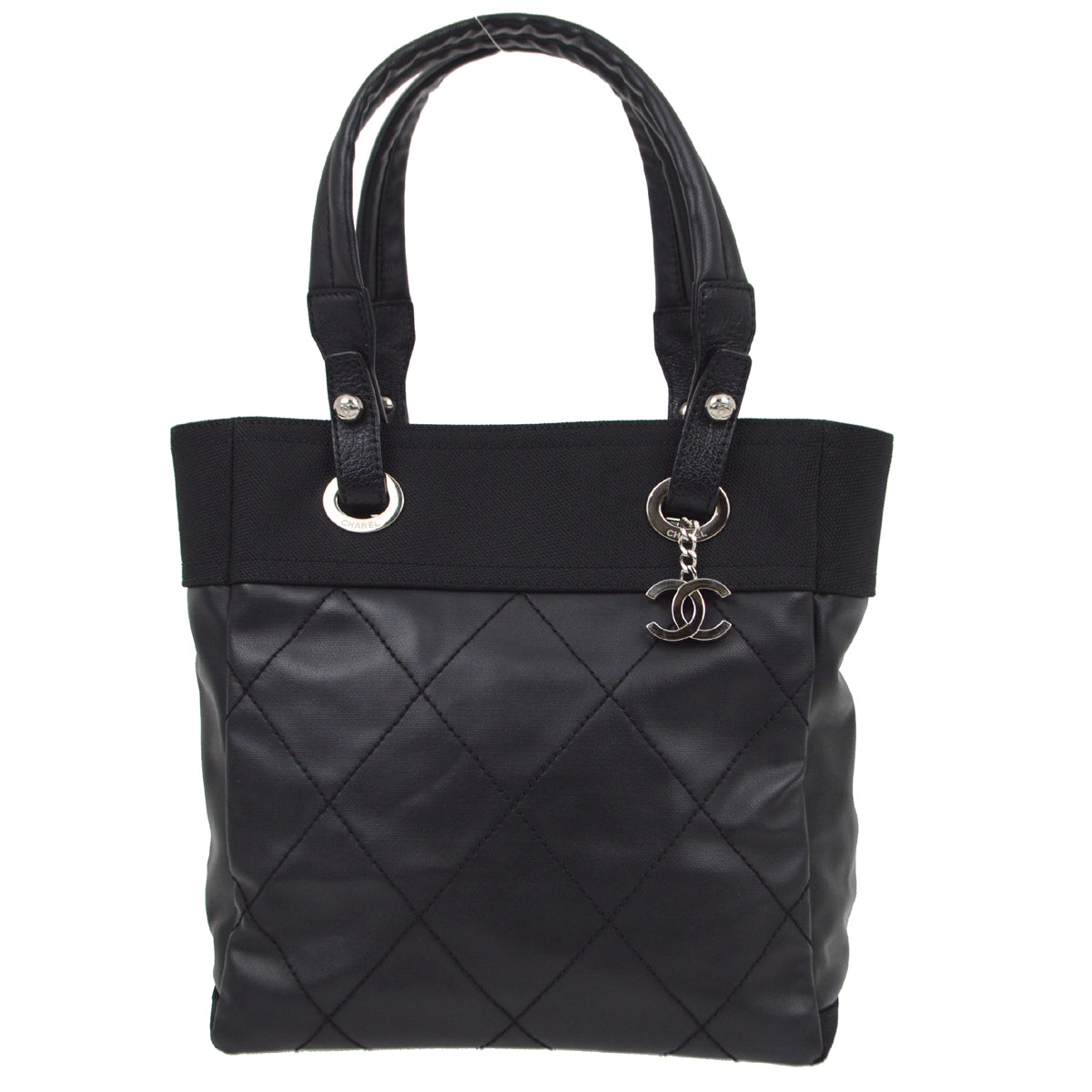 Chanel 2012 Black Canvas Paris-Biarritz PM Tote Handbag