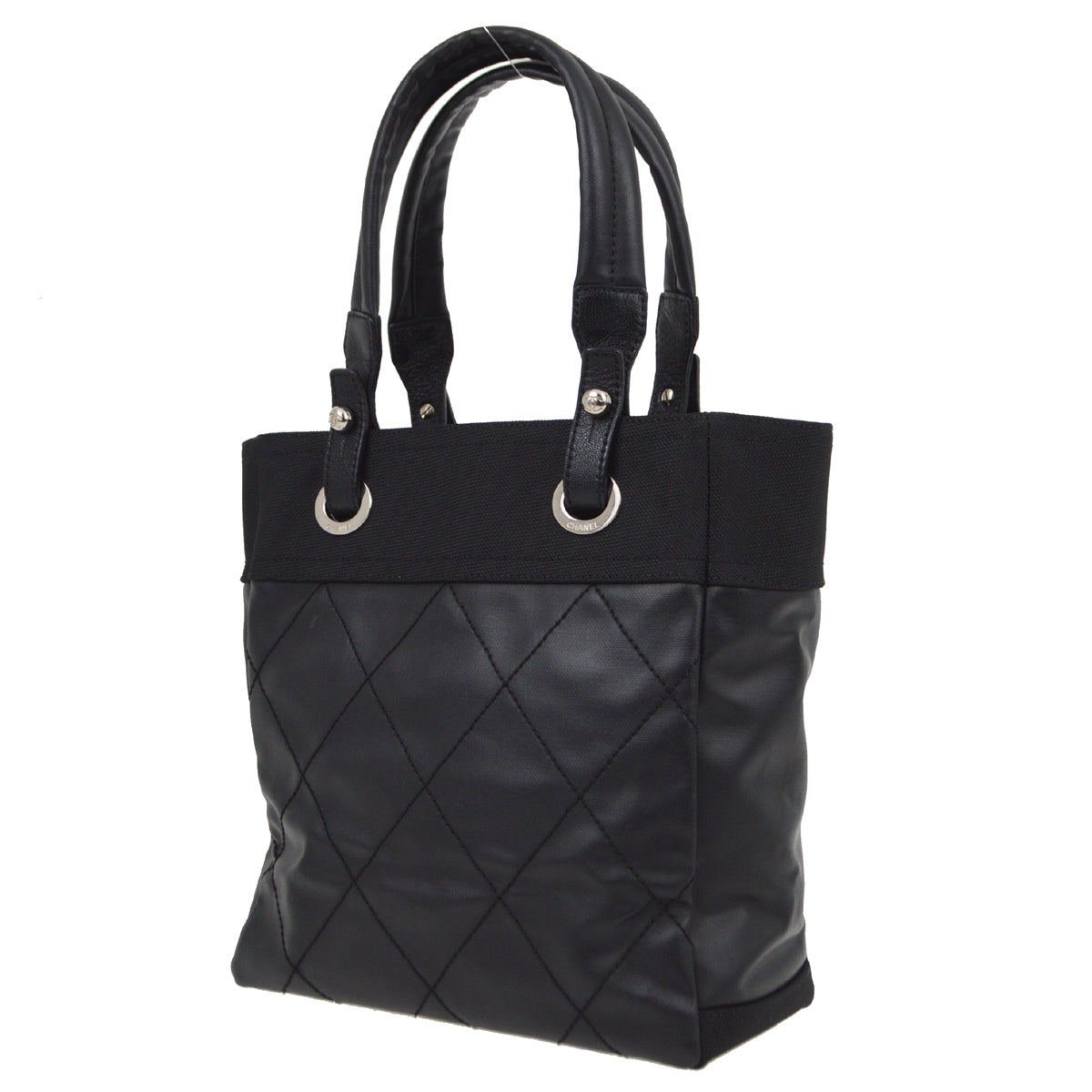 Chanel 2012 Black Canvas Paris-Biarritz PM Tote Handbag