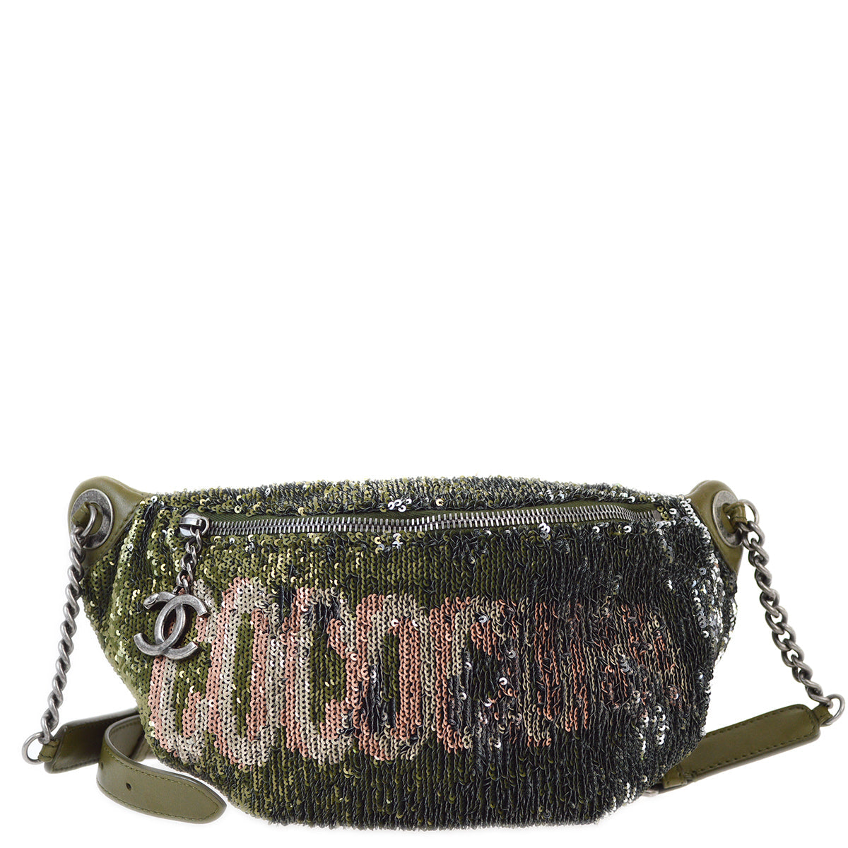 Chanel 2017 Khaki Sequins Coco Cuba Waist Bum Bag