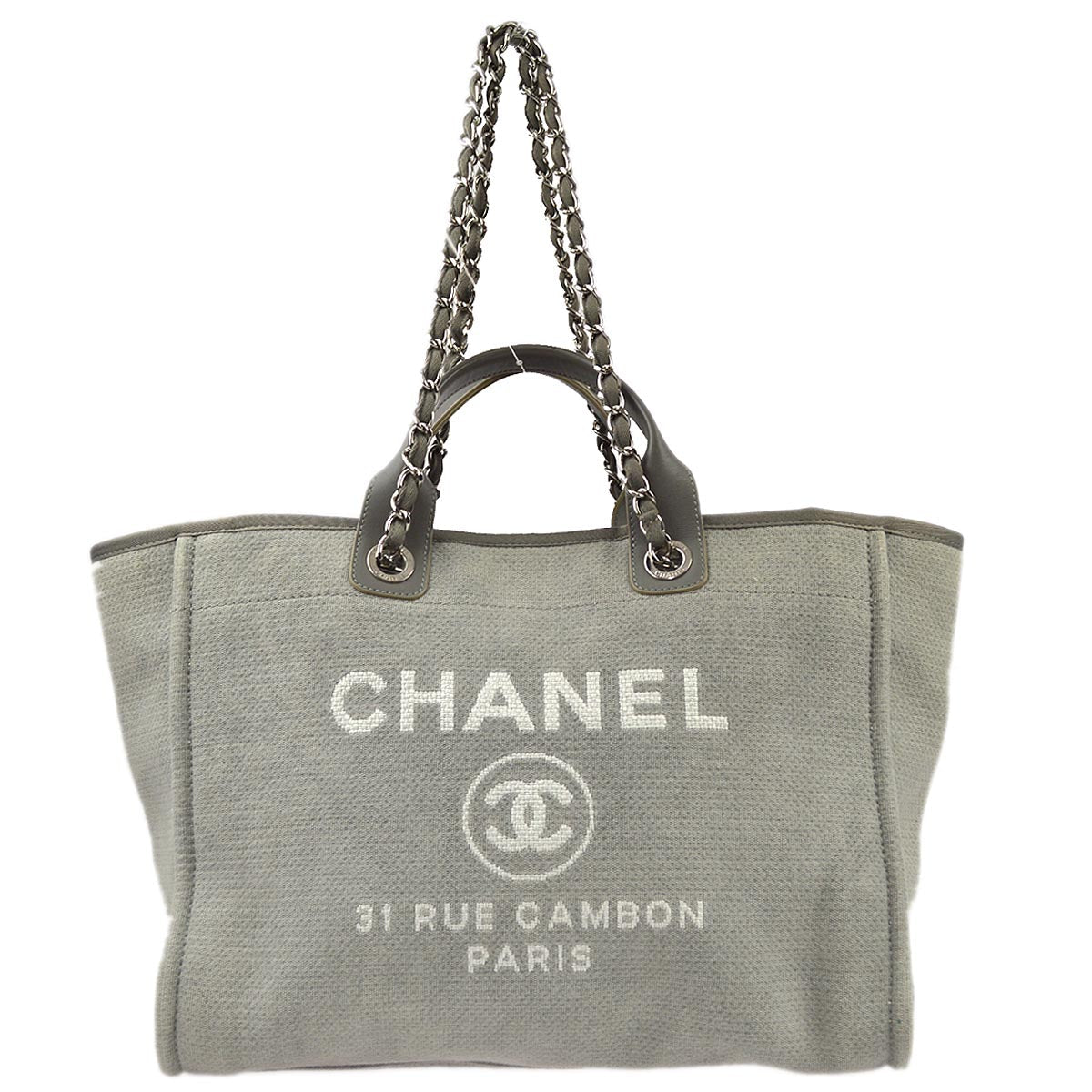 Chanel Gray Medium Deauville Tote Shoulder Bag