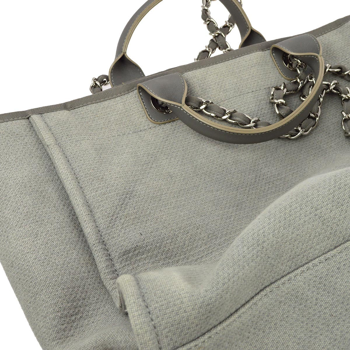 Chanel Gray Medium Deauville Tote Shoulder Bag