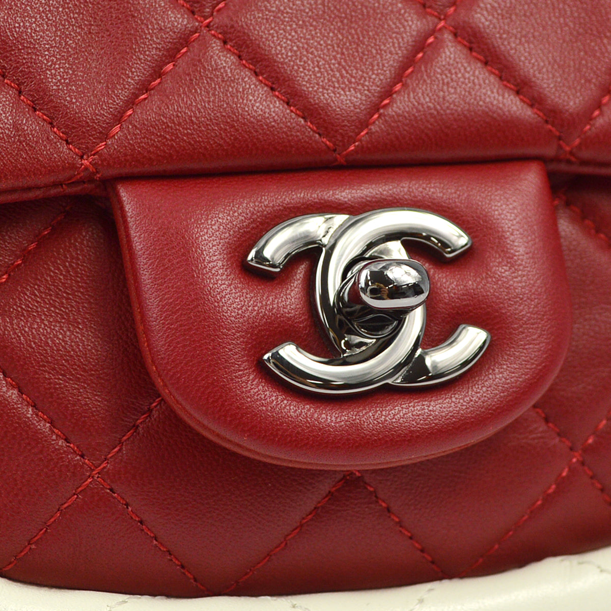 Chanel Red Lambskin Hula Hoop Handbag