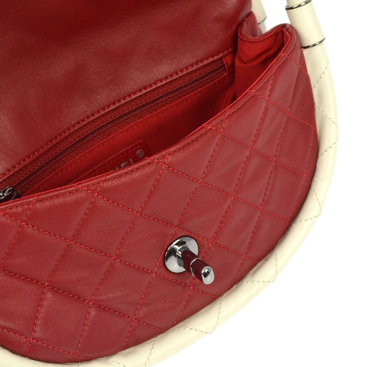 Chanel Red Lambskin Hula Hoop Handbag