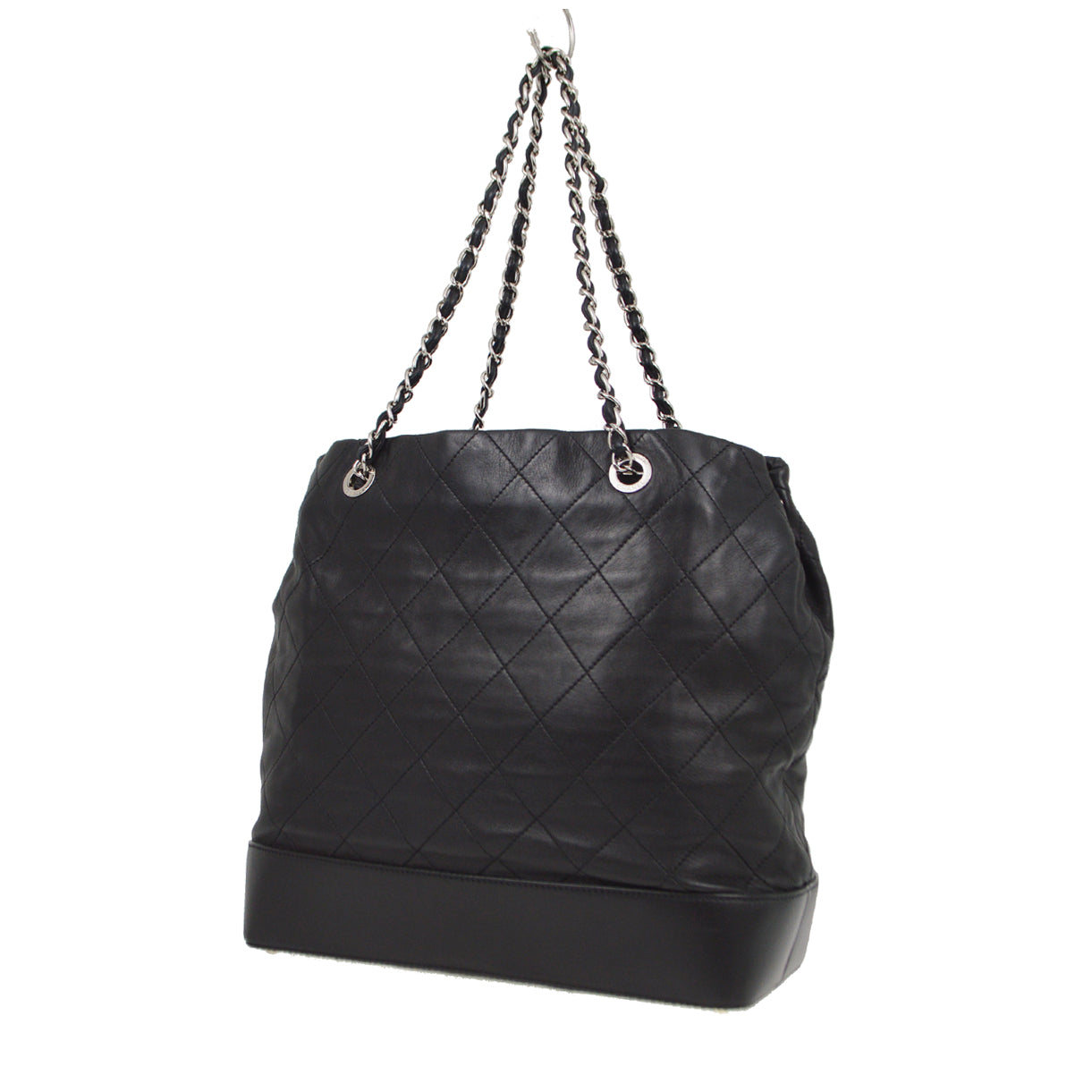 Chanel 2010-2011 Black Lambskin Chain Tote Handbag