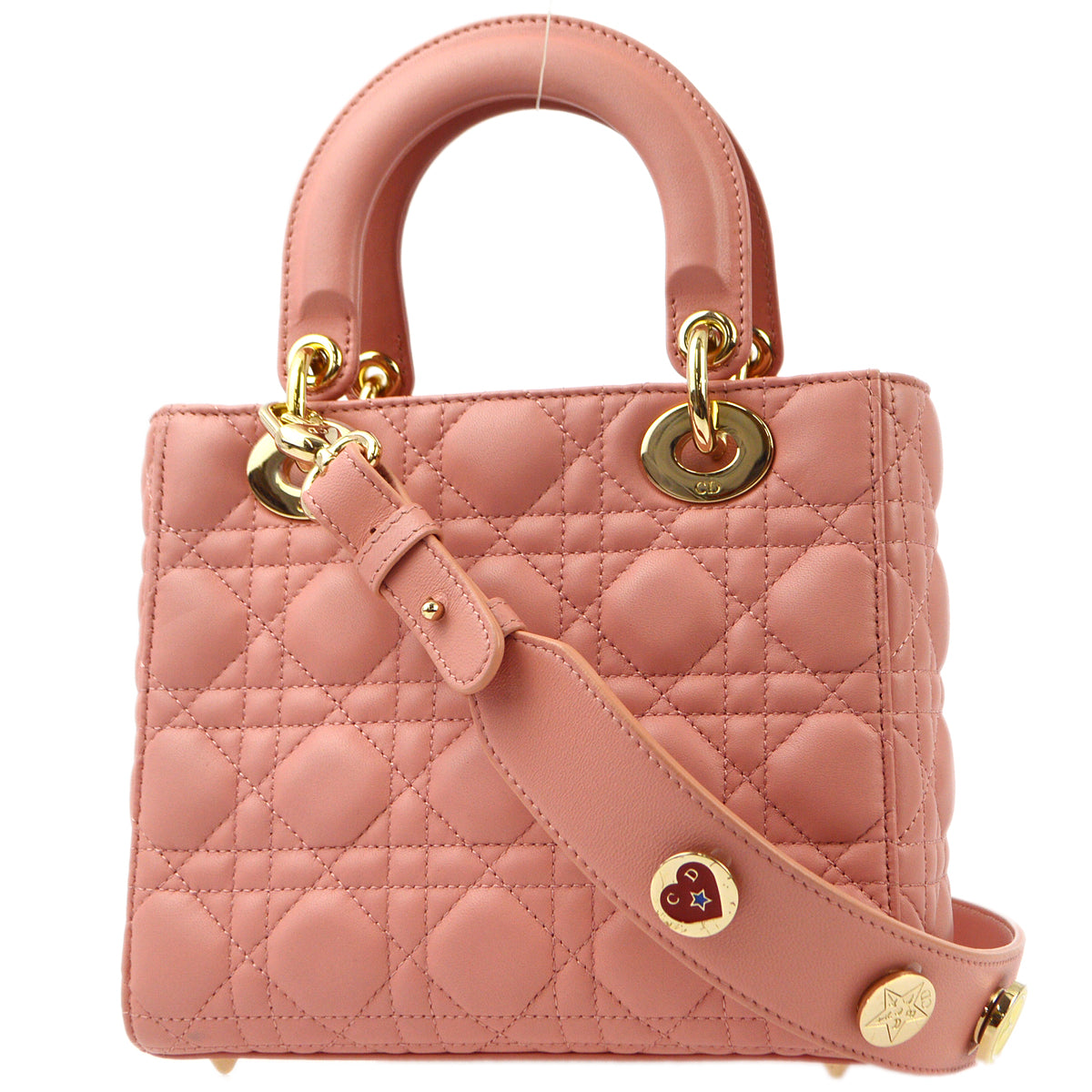 Christian Dior 2018 Pink Lambskin Small Lady Dior ABCDior Handbag