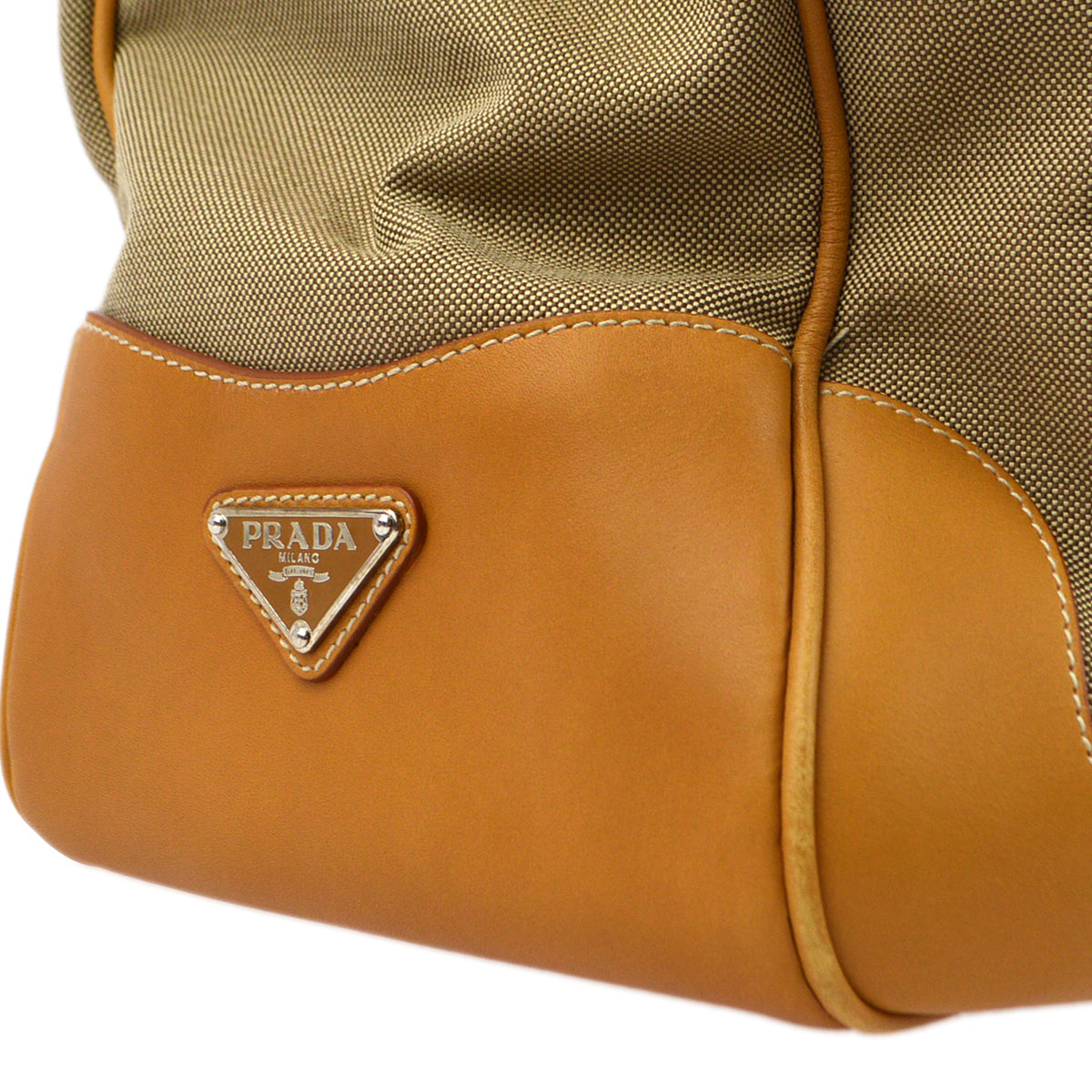 Prada Beige Jacquard Tote Handbag