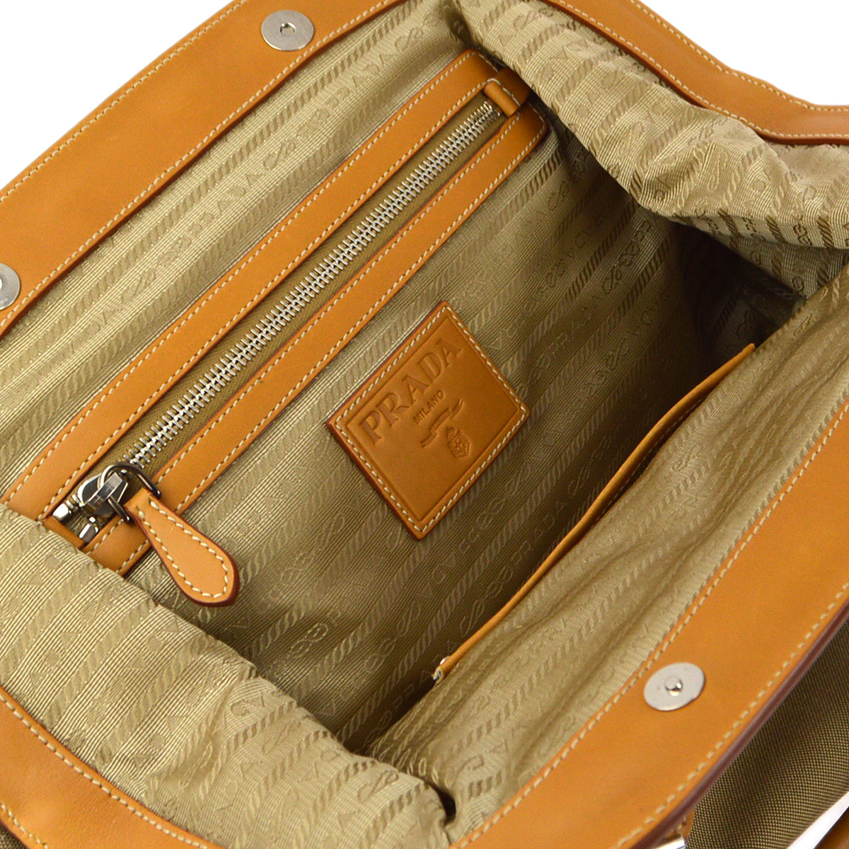 Prada Beige Jacquard Tote Handbag