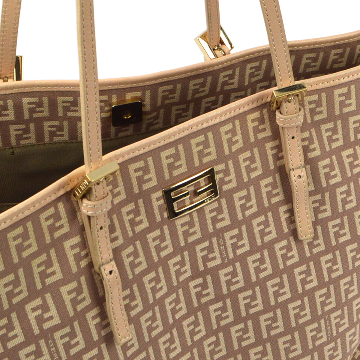 Fendi Pink Zucchino Roll Tote Handbag