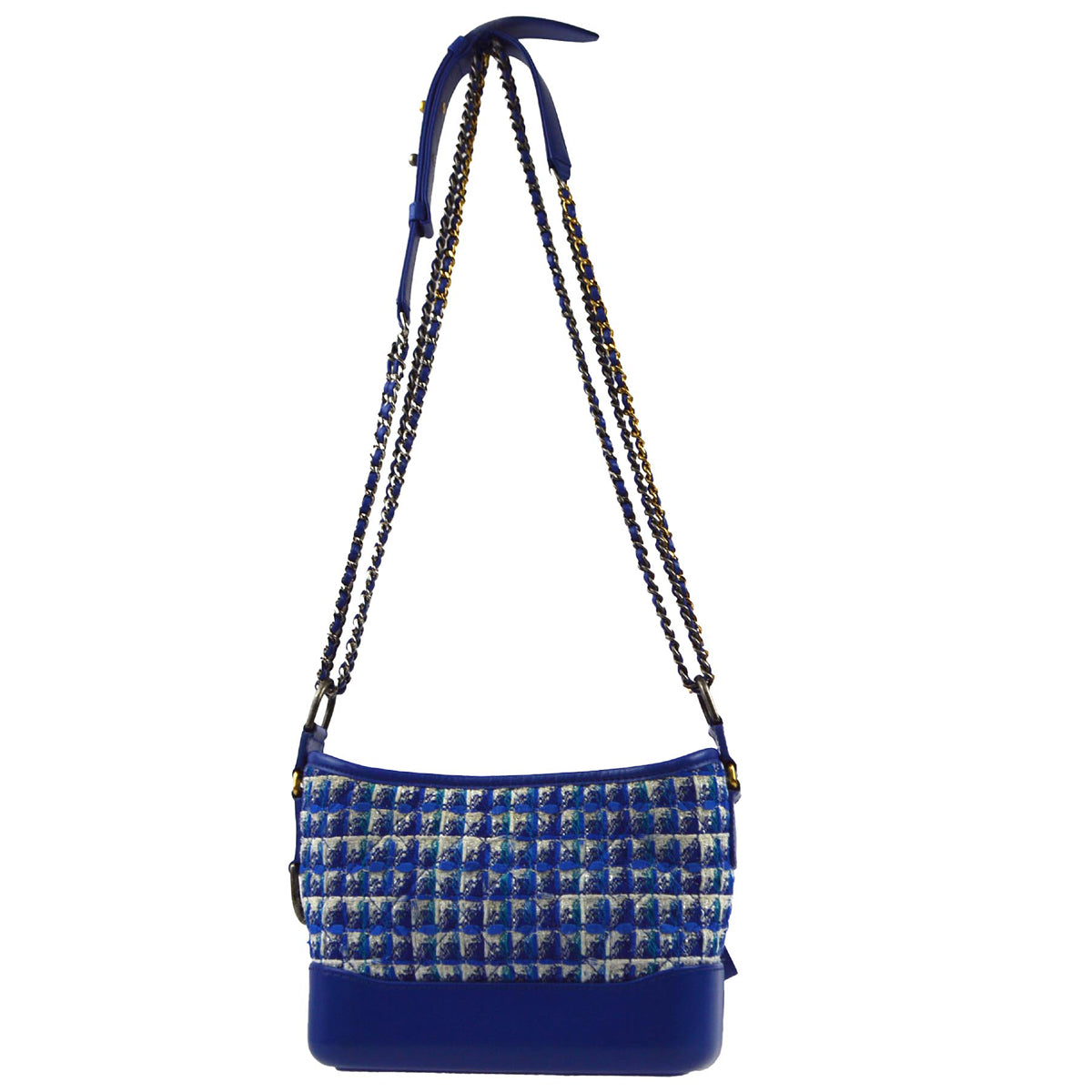 Chanel Blue Tweed Calfskin Small Gabrielle Shoulder Bag