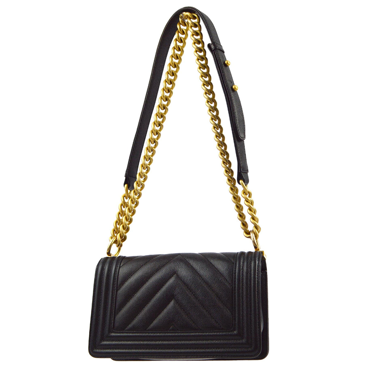 Chanel 2017 Small Boy Black Caviar Chain Shoulder Bag