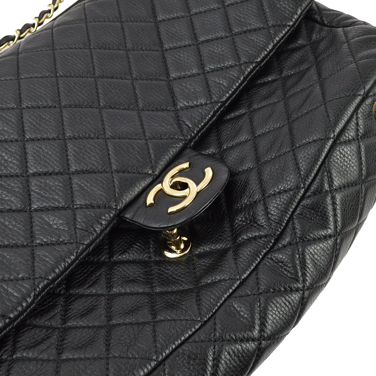 Chanel 2017 Black Calfskin XXL Single Flap Shoulder Bag