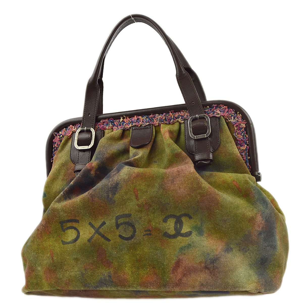 Chanel Khaki Green Canvas Graffiti On The Pavement Tote Handbag