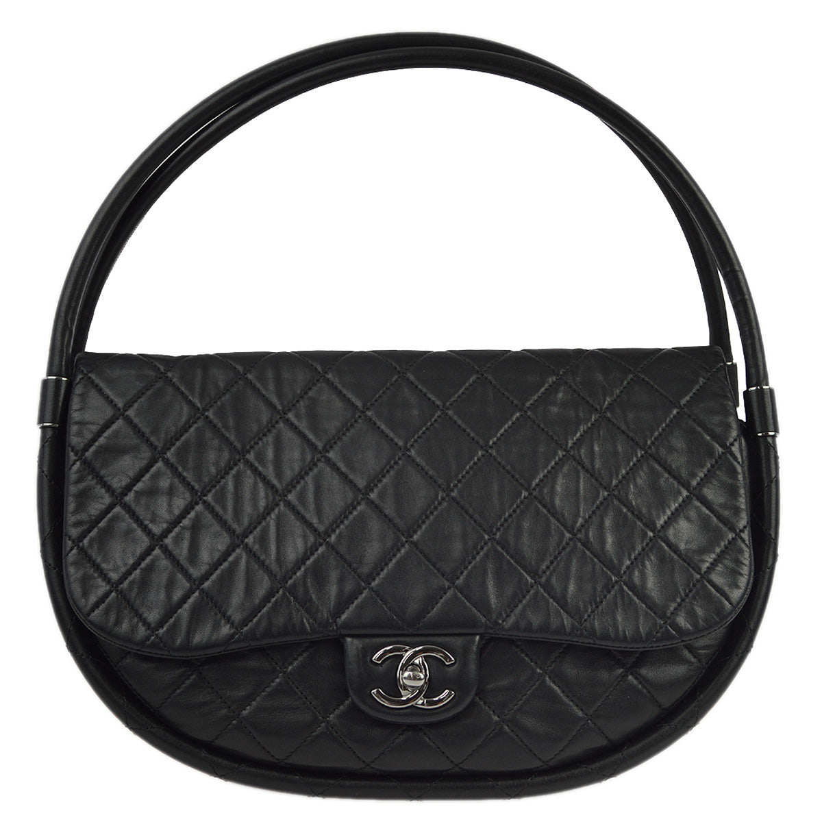 Chanel 2013-2014 Black Lambskin Hula Hoop Handbag