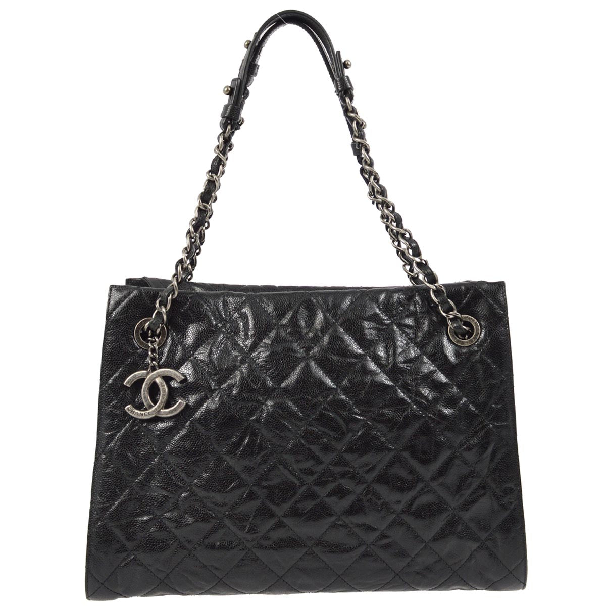 Chanel 2012-2013 Black Caviar Chain Tote Bag