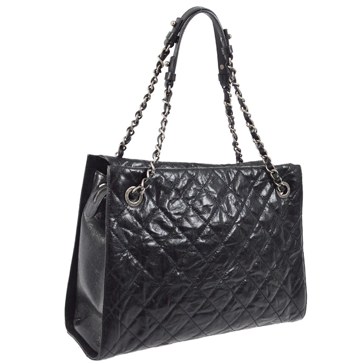 Chanel 2012-2013 Black Caviar Chain Tote Bag